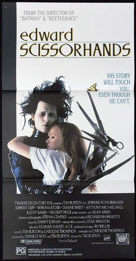 EDWARD SCISSORHANDS Original Daybill Movie Poster Johnny Depp