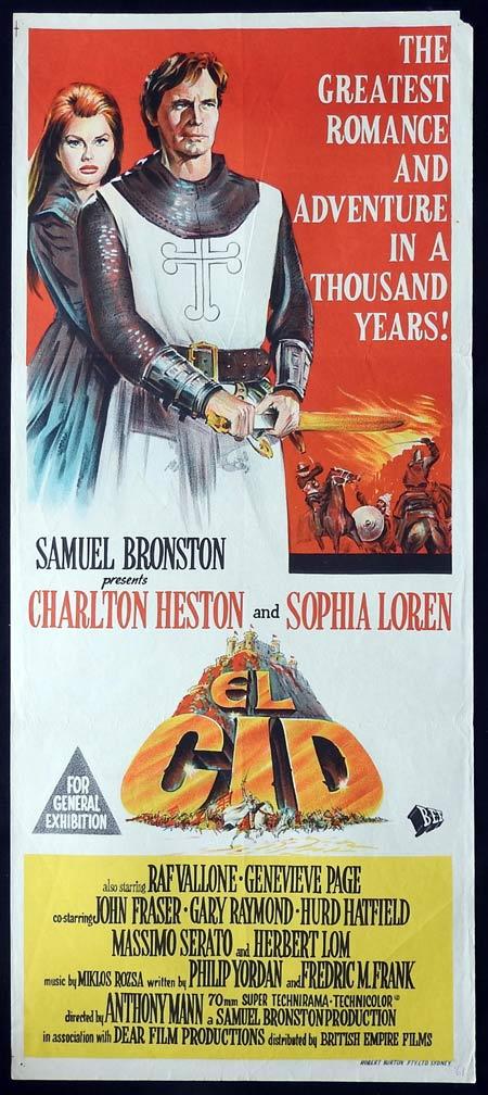 EL CID Original daybill Movie Poster Sophia Loren Charlton Heston