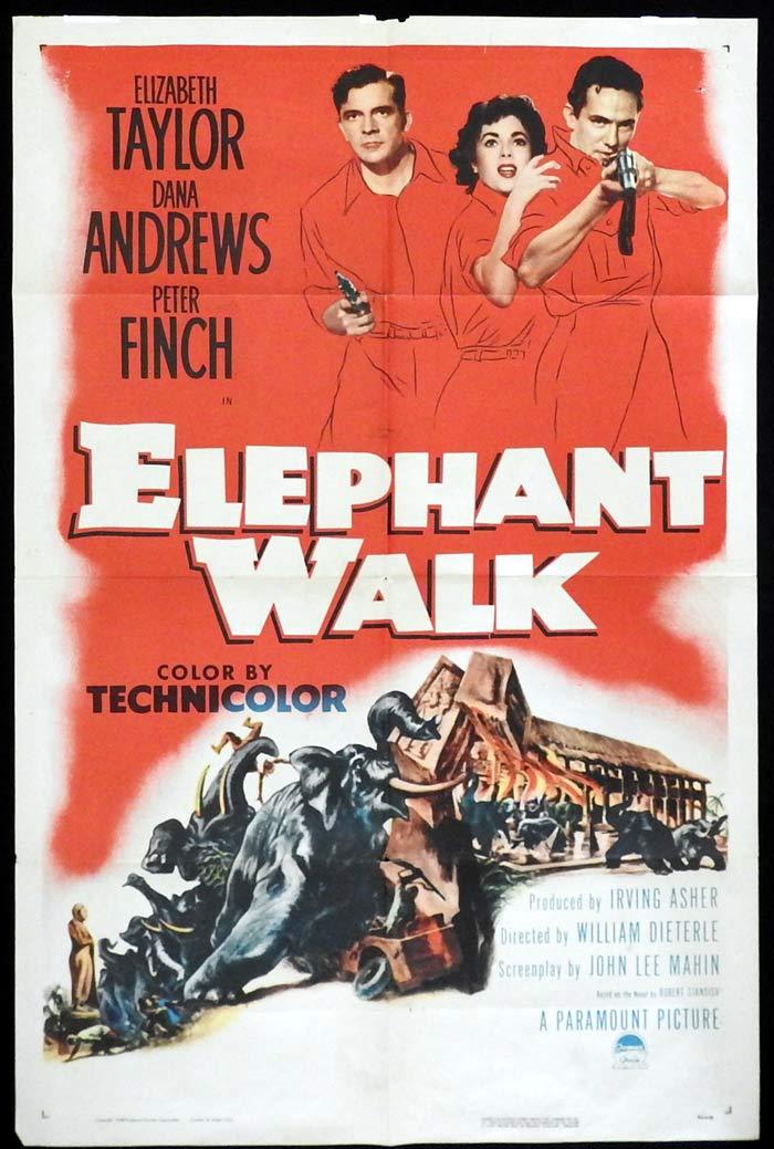 ELEPHANT WALK Original One sheet Movie poster Elizabeth Taylor Dana Andrews