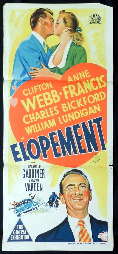 ELOPEMENT Original Daybill Movie Poster Clifton Webb Anne Francis
