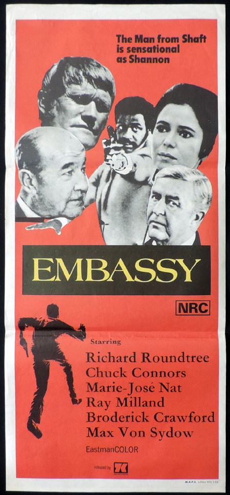 EMBASSY Daybill Movie poster Chuck Connors Richard Roundtree Ray Milland