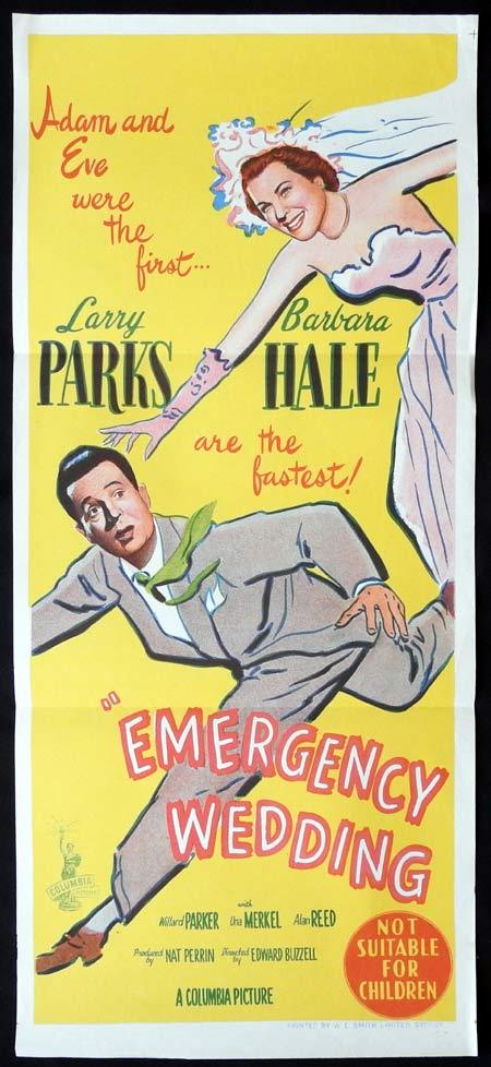 EMERGENCY WEDDING Original Daybill Movie Poster Larry Parks Barbara Hale Willard Parker
