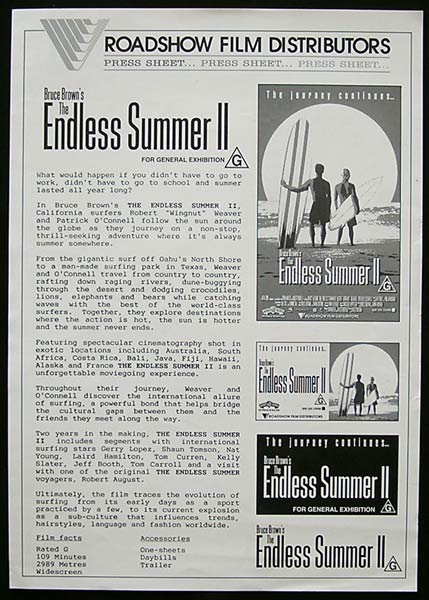 ENDLESS SUMMER 2 Bruce Brown SURFING Press Sheet