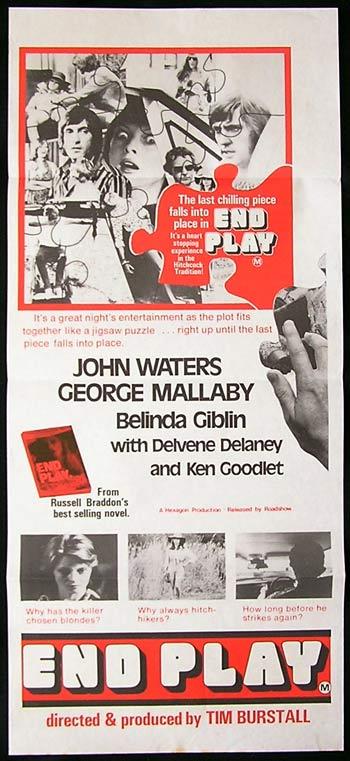 END PLAY Movie Poster 1975 John Waters Mallaby Tingwell Australian daybill