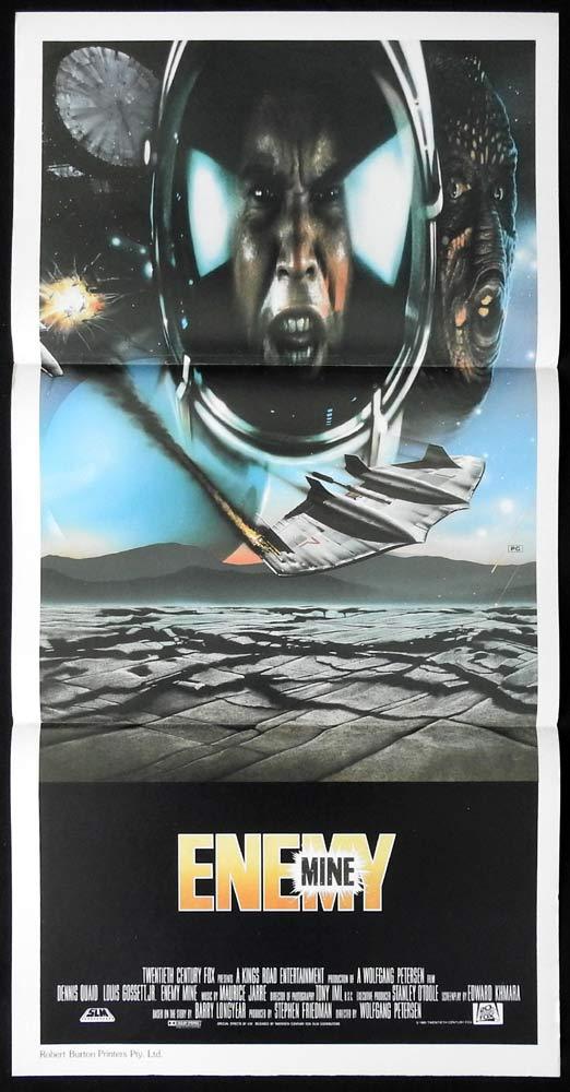 ENEMY MINE Dennis Quaid Lou Gossett VINTAGE Original Daybill Movie Poster