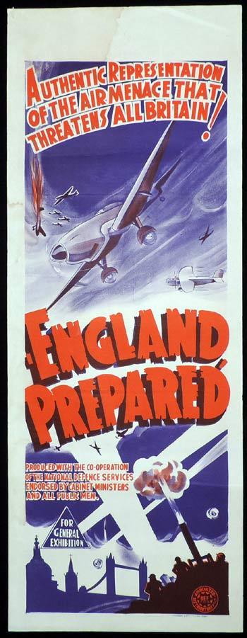 ENGLAND PREPARED Long Daybill Movie poster c.1939 Wartime Documentary