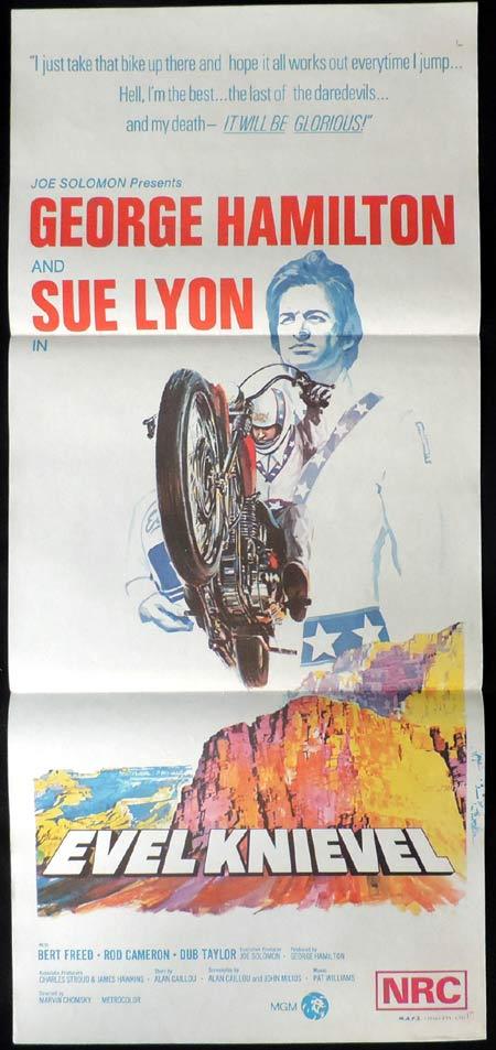EVEL KNIEVEL daybill Movie poster GEORGE HAMILTON Motorcycle Biker
