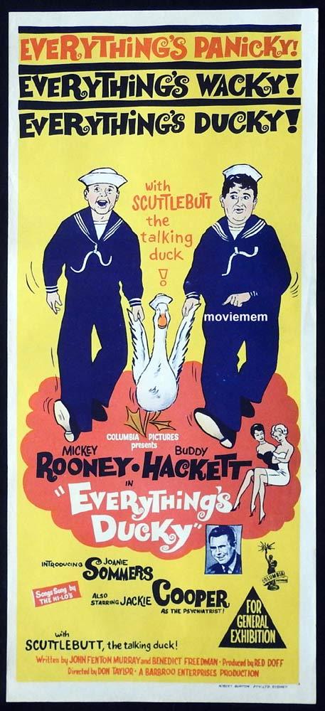 EVERYTHINGS DUCKY Original Daybill Movie Poster Mickey Rooney Buddy Hackett
