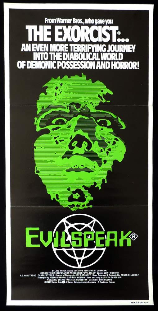 EVILSPEAK Original daybill Movie poster Clint Howard HORROR
