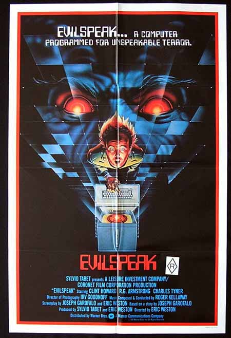 EVILSPEAK Original US One sheet Movie poster Clint Howard Horror