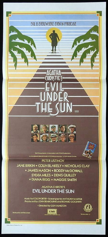 EVIL UNDER THE SUN Original Daybill Movie Poster Peter Ustinov as Poirot