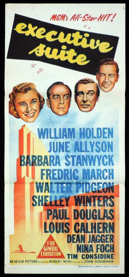EXECUTIVE SUITE Original Daybill Movie Poster William Holden June Allyson Barbara Stanwyck
