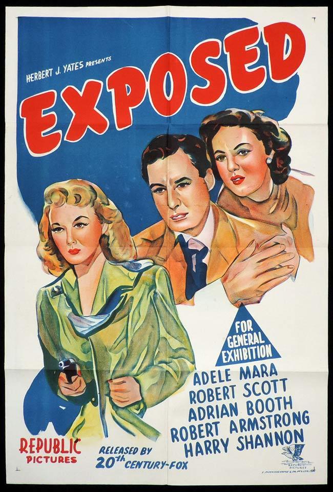 EXPOSED Original One sheet Movie Poster ADELE MARA Film Noir