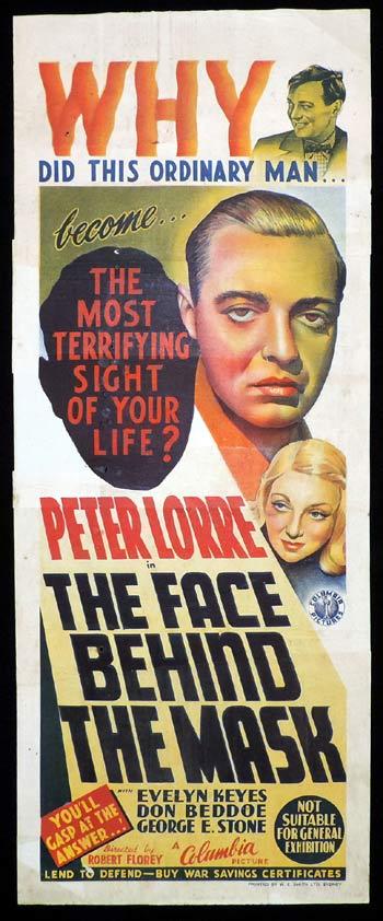 THE FACE BEHIND THE MASK Long Daybill Movie poster 1941 Peter Lorre