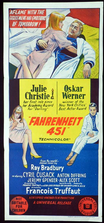 FAHRENHEIT 451 Francois Truffaut RARE Daybill Movie poster