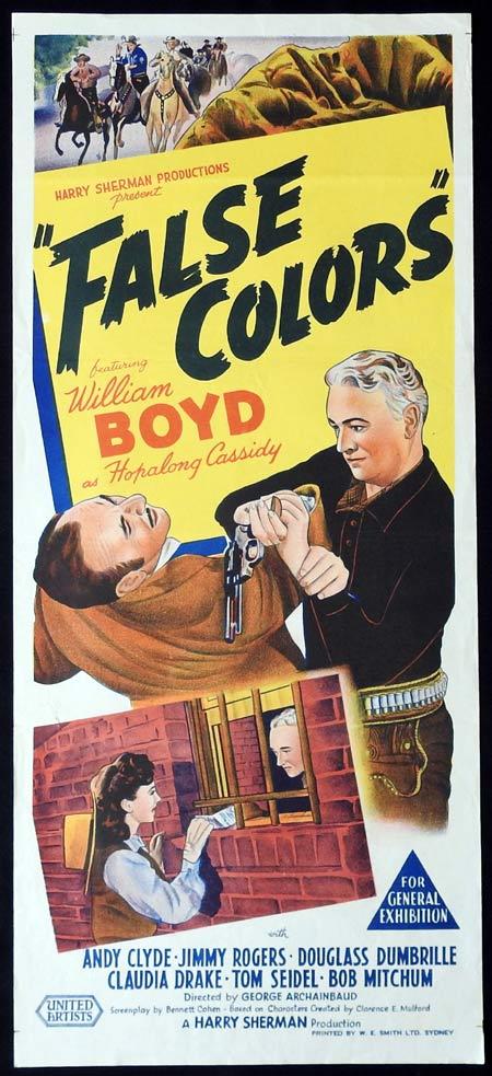 FALSE COLORS Original daybill Movie Poster HOPALONG CASSIDY William Boyd Andy Clyde