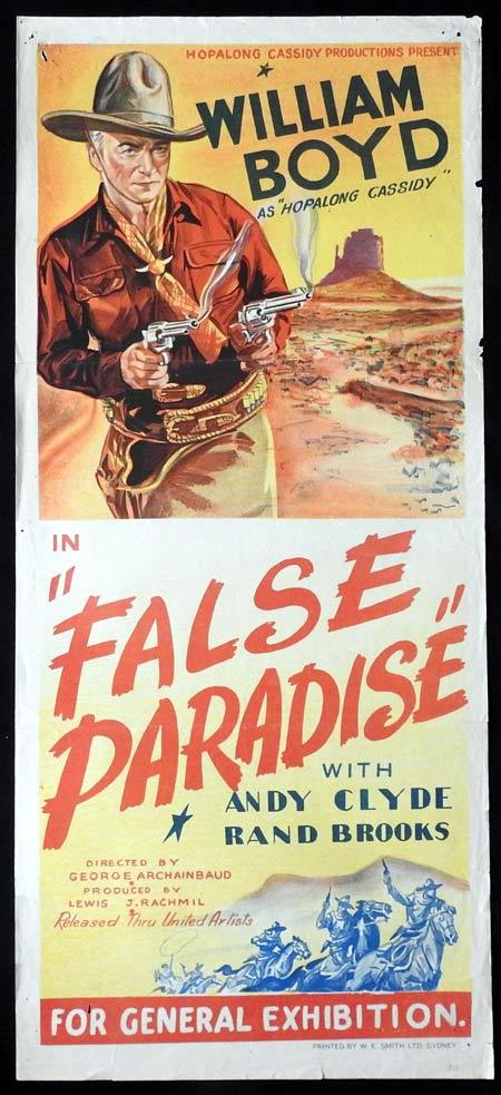 FALSE PARADISE Original daybill Movie Poster William Boyd Hopalong Cassidy