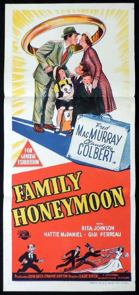 FAMILY HONEYMOON Original Daybill Movie Poster Fred MacMurray Claudette Colbert