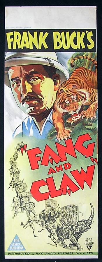 FANG AND CLAW Long Daybill Movie poster 1935 Frank Buck Tiger art
