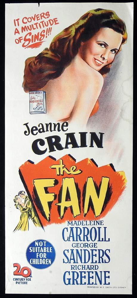 THE FAN Original Daybill Movie poster Jeanne Crain Madeleine Carroll