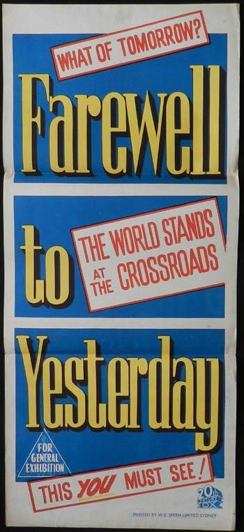 FAREWELL TO YESTERDAY Daybill Movie Poster World War II documentary