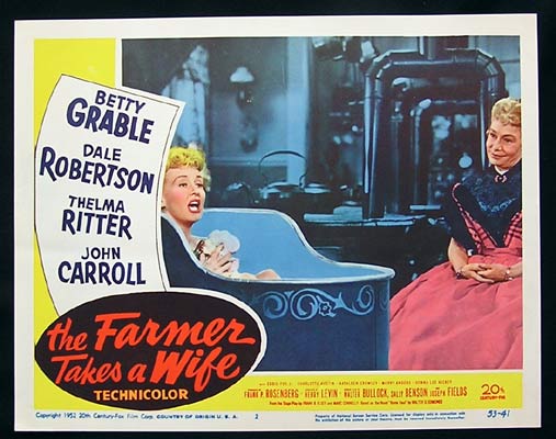 THE FARMER TAKES A WIFE 1952 Betty Grable Lobby Card 2