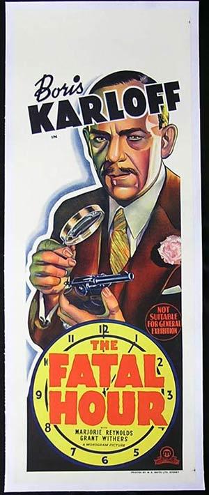 THE FATAL HOUR Long Daybill Movie poster Boris Karloff