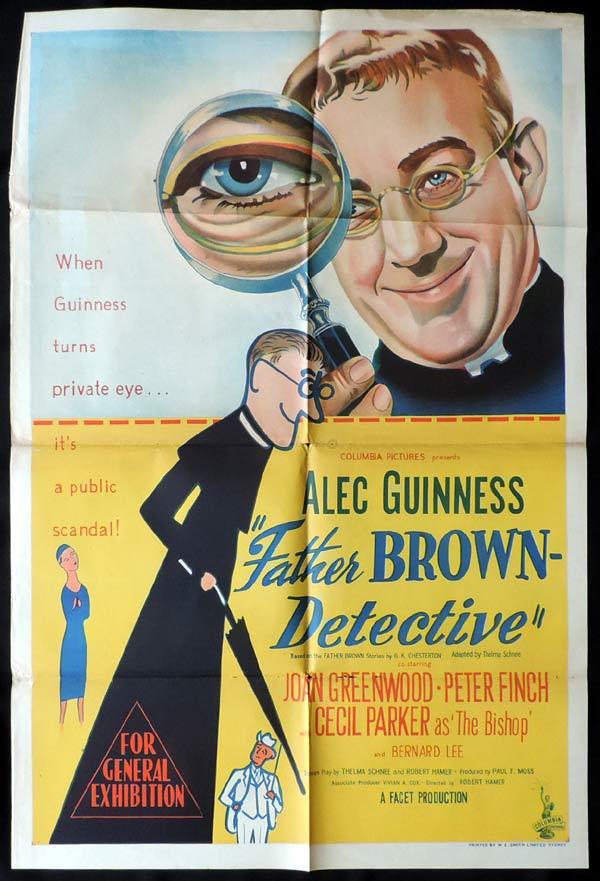FATHER BROWN DETECTIVE One Sheet Movie Poster Alec Guinness