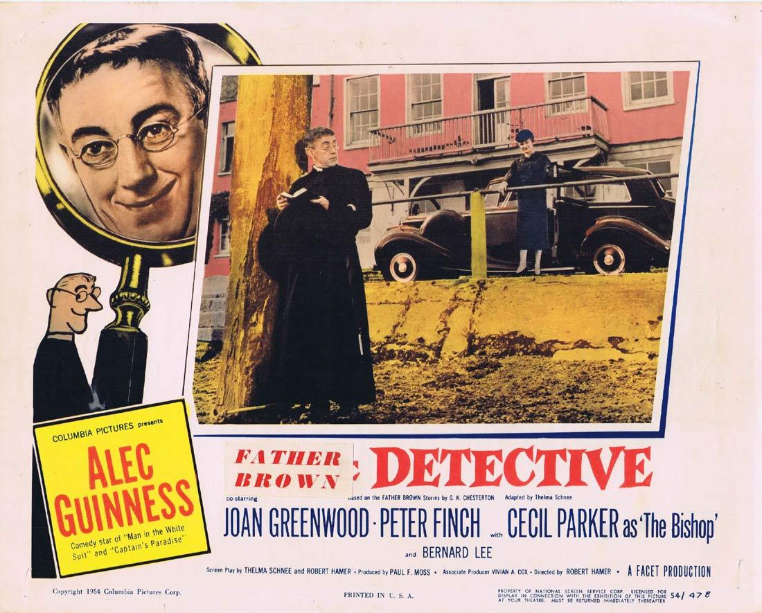 FATHER BROWN DETECTIVE Lobby Card Alec Guinness Joan Greenwood Peter Finch