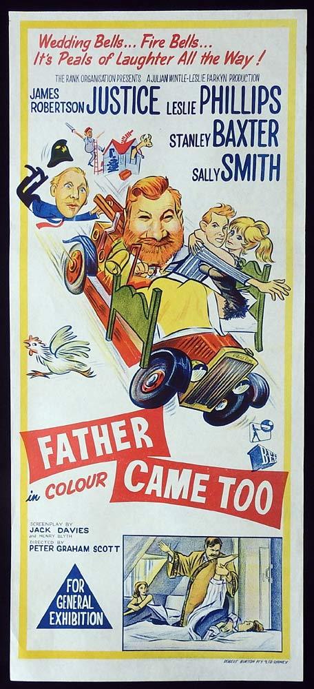 FATHER CAME TOO Original Daybill Movie poster James Robertson Justice Leslie Phillips