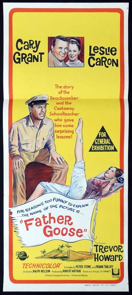 FATHER GOOSE Original Daybill Movie Poster Cary Grant Leslie Caron