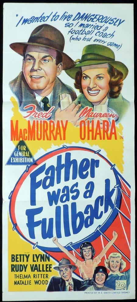 FATHER WAS A FULLBACK Original Daybill Movie Poster Fred MacMurray Maureen O’Hara
