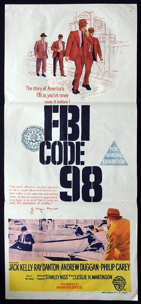 FBI CODE 98 Original Daybill Movie Poster  Jack Kelly William Reynolds Ray Danton