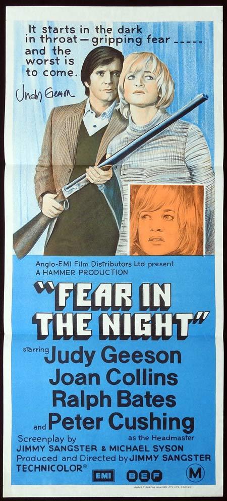 FEAR IN THE NIGHT Original Daybill Movie Poster Autographed by Judy Geeson
