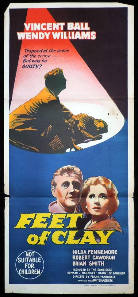 FEET OF CLAY Daybill Movie Poster Vincent Ball FIlm Noir