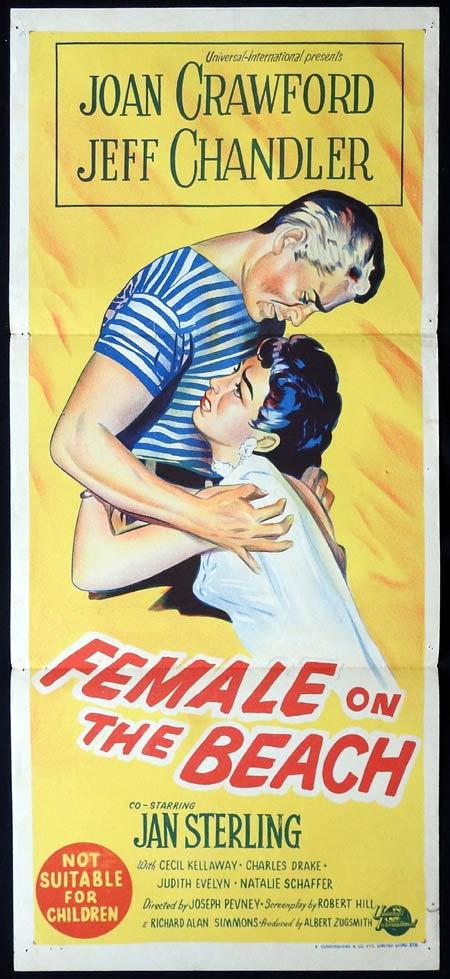 FEMALE ON THE BEACH Original Daybill Movie Poster Joan Crawford Jeff Chandler