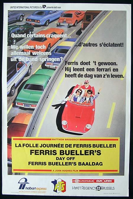 FERRIS BUELLER’S DAY OFF Movie Poster 1986 RARE Ferrari Style Belgian