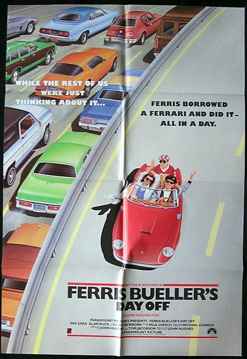 FERRIS BUELLER’S DAY OFF Movie Poster 1986 RARE Ferrari One Sheet