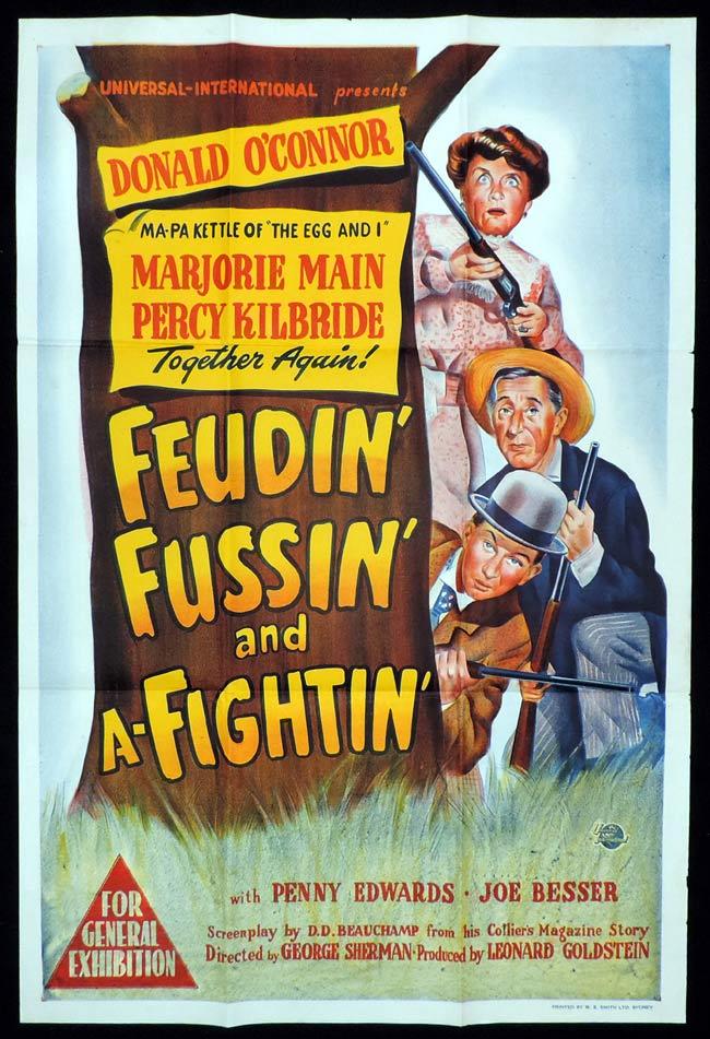 FEUDIN FUSSIN AND A FIGHTIN Original One sheet Movie Poster DONALD O’CONNOR Marjorie Main