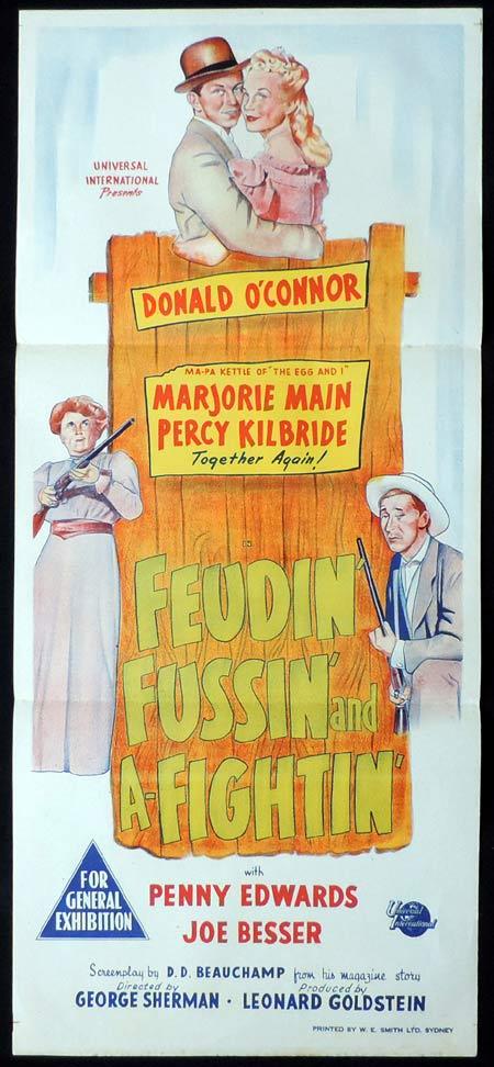 FEUDIN FUSSIN AND A FIGHTIN Original Daybill Movie Poster Marjorie Main Donald O’Connor