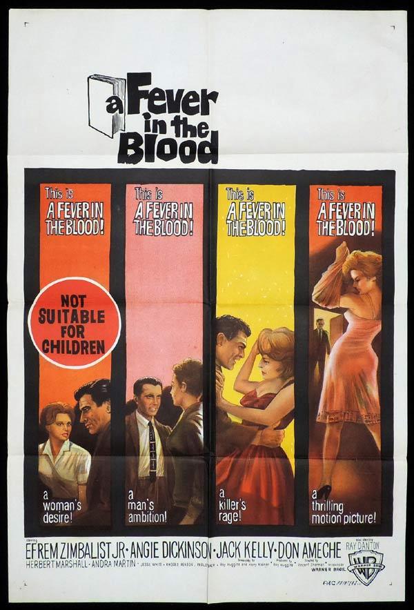FEVER IN THE BLOOD One Sheet Movie Poster Efrem Zimbalist Jr Angie Dickinson