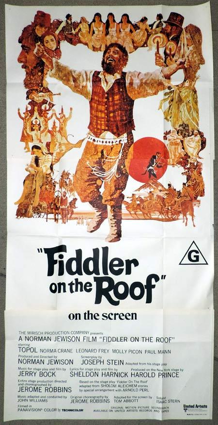 FIDDLER ON THE ROOF Original 3 Sheet Movie Poster Chaim Topol