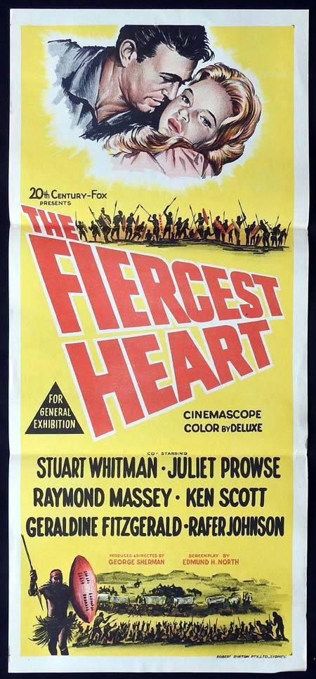 THE FIERCEST HEART Original Daybill Movie Poster Stuart Whitman Juliet Prowse Raymond Massey