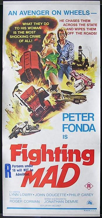 FIGHTING MAD 1976 Daybill Movie Poster Peter Fonda Car Chase Roger Corman