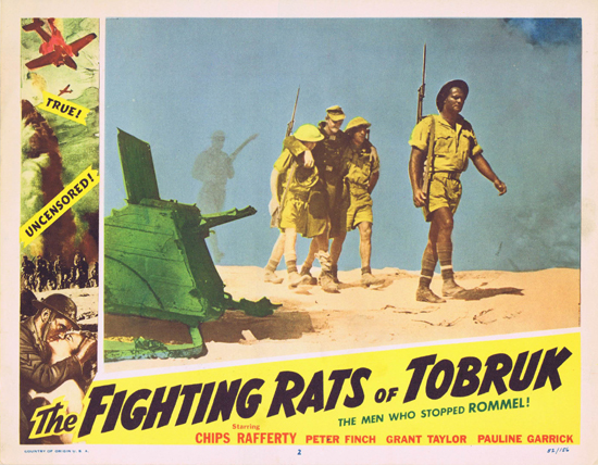 FIGHTING RATS OF TOBRUK 1952 Charles Chauvel Chips Rafferty US Lobby Card 2