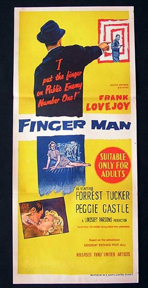 THE FINGER MAN Daybill Movie poster Peggie Castle Frank Lovejoy FIlm Noir