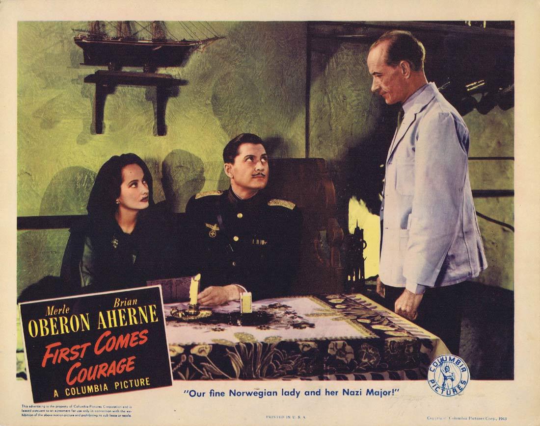 FIRST COMES COURAGE Lobby Card Merle Oberon Brian Aherne