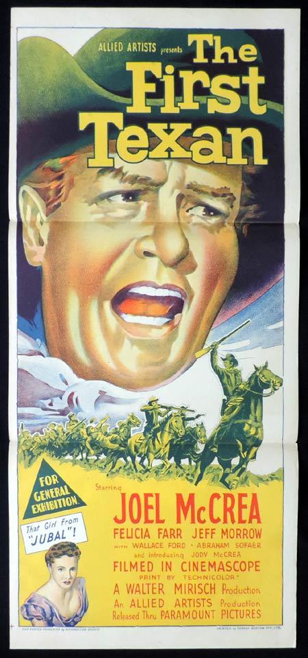 THE FIRST TEXAN Original Daybill Movie Poster JOEL MCCRAE Richardson Studio