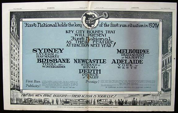 FIRST NATIONAL PICTURES AUSTRALASIA Very Rare Australian Trade Ad