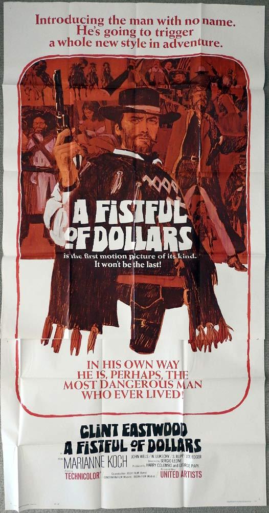 A FISTFUL OF DOLLARS Original 3 Sheet Movie Poster Clint Eastwood
